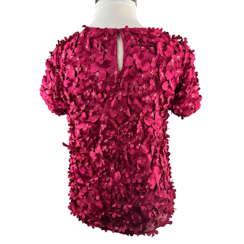 *Flawed Anthropologie Varun Bahl Rosemarie 3D Floral Top Whimsy Raspberry Size 8 - Picture 13 of 16